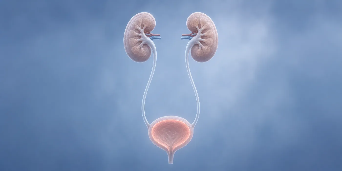 Ilustración médica del sistema urinario con atención en la vejiga